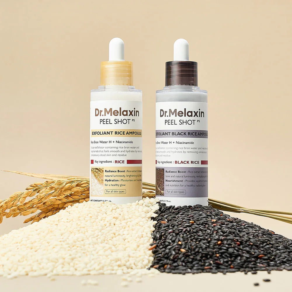 Dr.Melaxin Peel Shot Glow Rice Peel Ampoule Gentle Exfoliant Korean Skincare for All Skin Types Face Treatment